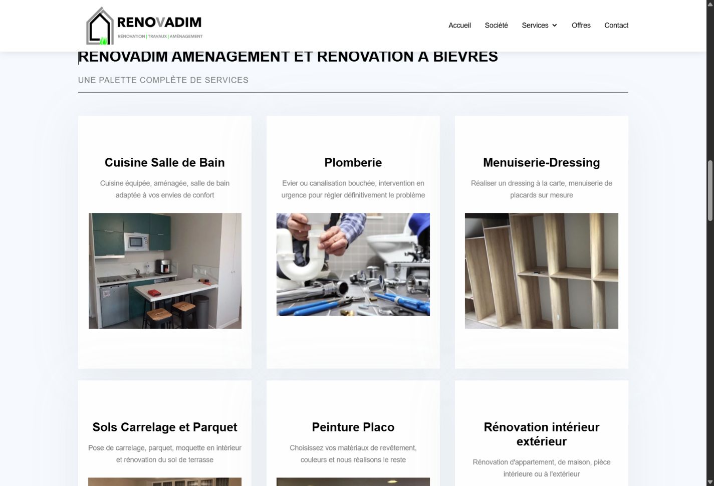 Capture publique d'une section services du site original, utilisée uniquement pour une comparaison UX/UI.